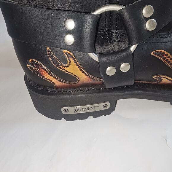 XElement Black Leather Harness Motorcycle Ankle Boots Square Toe Mens 12 - Picture 6 of 15